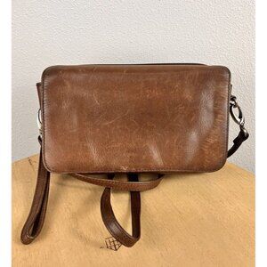 Vintage Hobo International Crossbody Purse Bag Wristlet Built In Wallet Brown